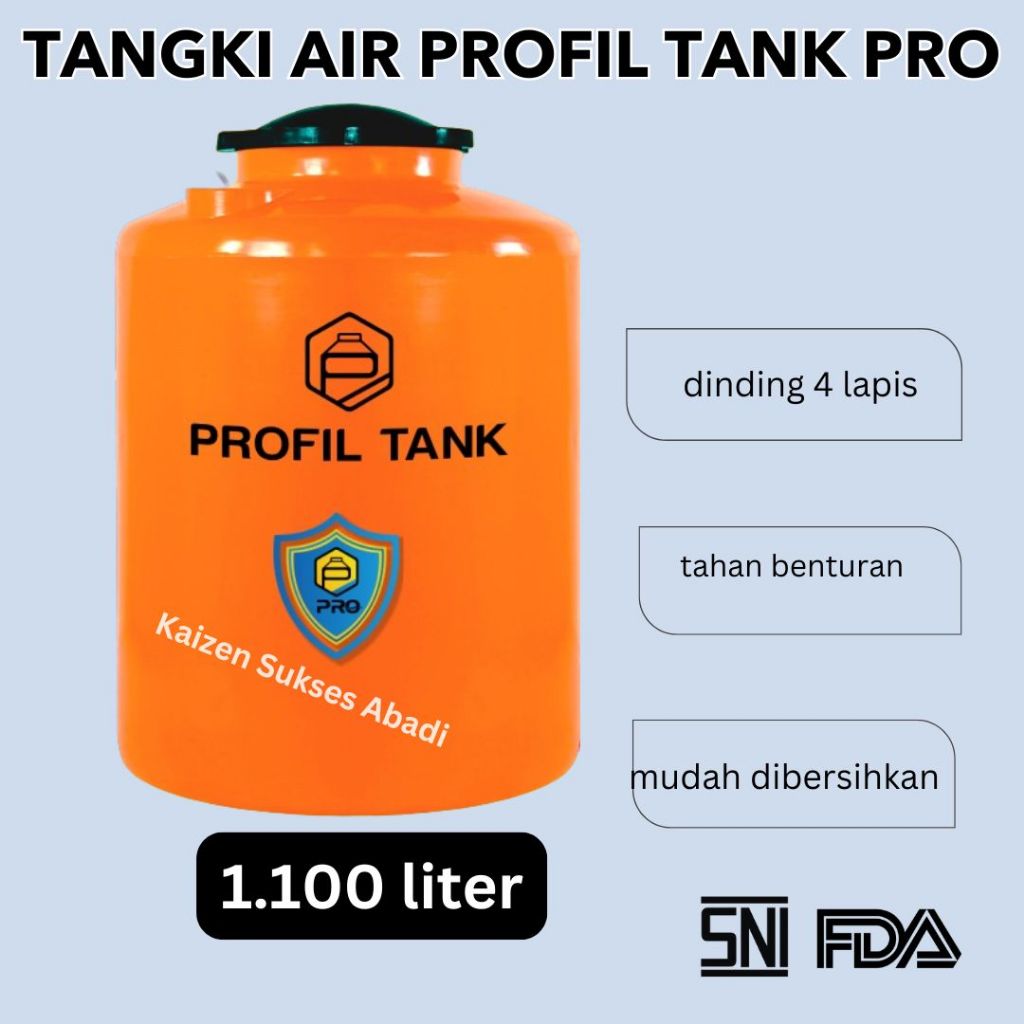 Tandon tangki toren air atas rumah plastik merek profil tank tipe pro series 1100 1000 liter tebal 4