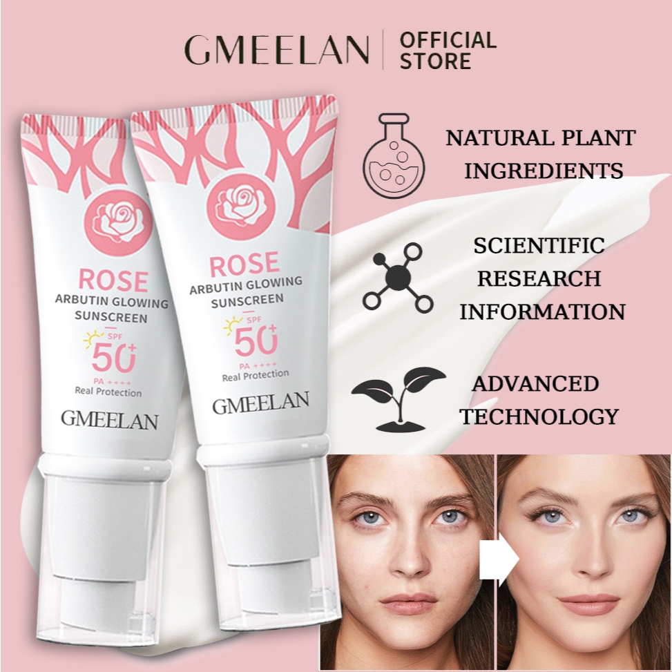 GMEELAN Sunscreen Rose Arbutin Glowing Tabir Surya SPF50 PA++++GMEELAN Cherry Blossom Underarm White