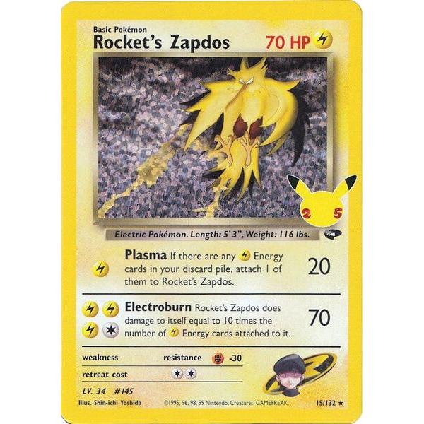 Kartu Pokemon Zapdos Holo 25th Celebration ENG 15/132 – Pokemon TCG Original 25th Anniversary