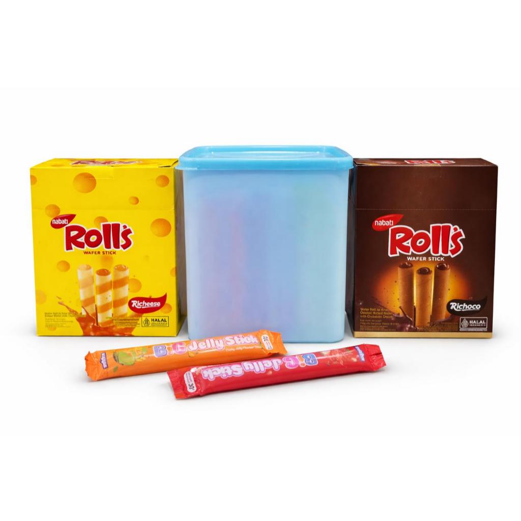 Paket Snack Anak Jeli Stik Tupperware dan Nabati Roll