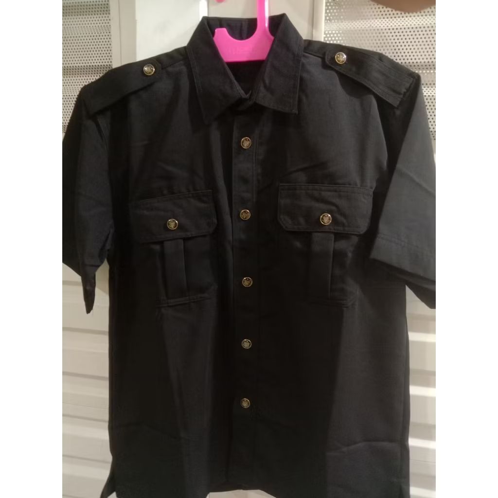 1 STEL Seragam Safari Security Kancing Garuda,, 1STEL Kemeja Safari Security