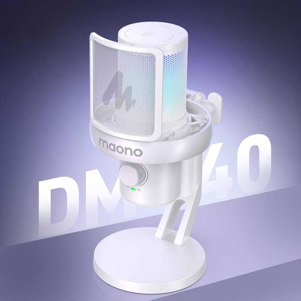 Maono DM40 AI Gaming Microphone USB Mic AI Noise-canceling Mic RGB Gaming Mic With software,Mute,Noi