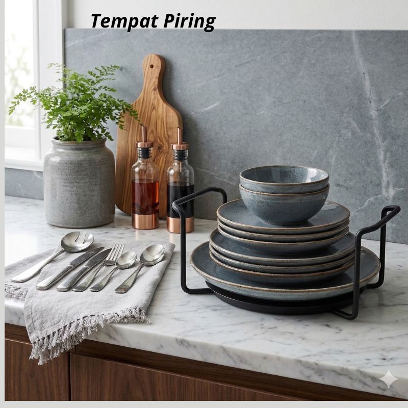 Tempat Piring Mangkok Atas meja Dalam Lemari Dapur