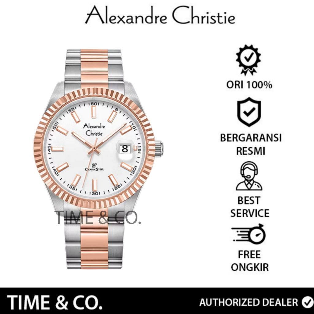 Jam Tangan Pria Alexandre Christie AC 5007 MDBTRSL AC5007 Original Stainless Steel Strap