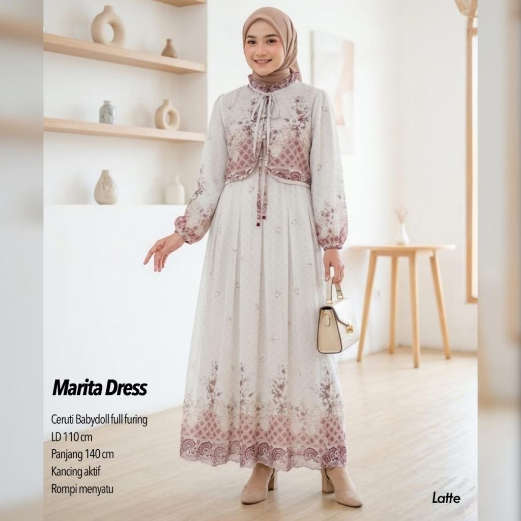 MARITA DRESS CERUTI BABYDOLL - DRESS LEBARAN MEWAH - DRESS CERUTI + FURING