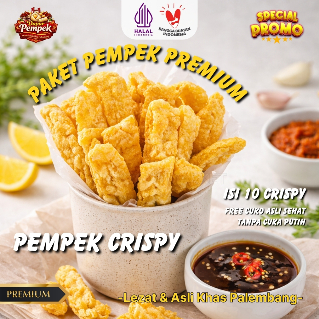 PEMPEK CRISPY / KRISPI DAPUR PEMPEK - PAKET HEMAT 1 PACK - Asli Palembang - Free Cuko Palembang