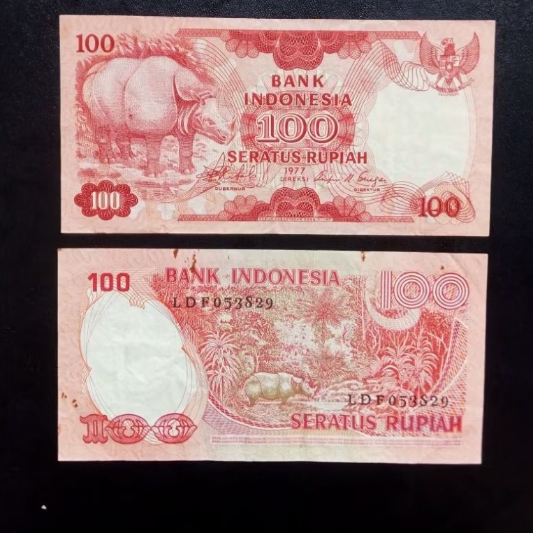 Uang Kuno 100 Rupiah Badak th.1977
