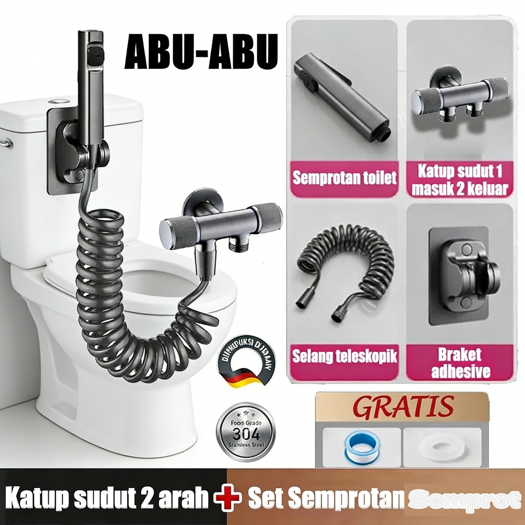 Set Bidet Toilet Semprot Bertekanan Tinggi Set Bidet Pistol Semprot Pembilas Toilet dengan Selang Sp