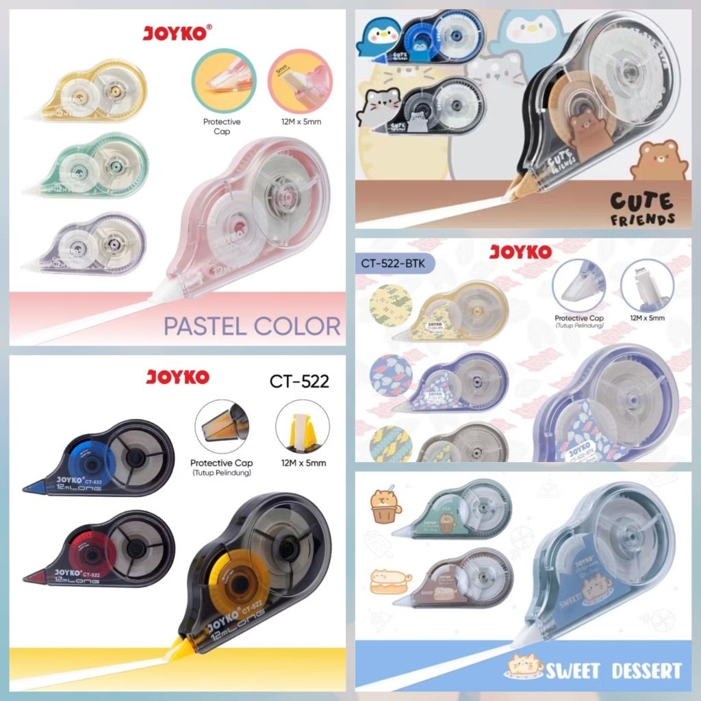Correction Tape JOYKO CT-522/CT-522 PTL/CT-522 BTK/CT-522 SWDS/CT-522 CTFK/CT-522 GTM TipEx Kertas 1