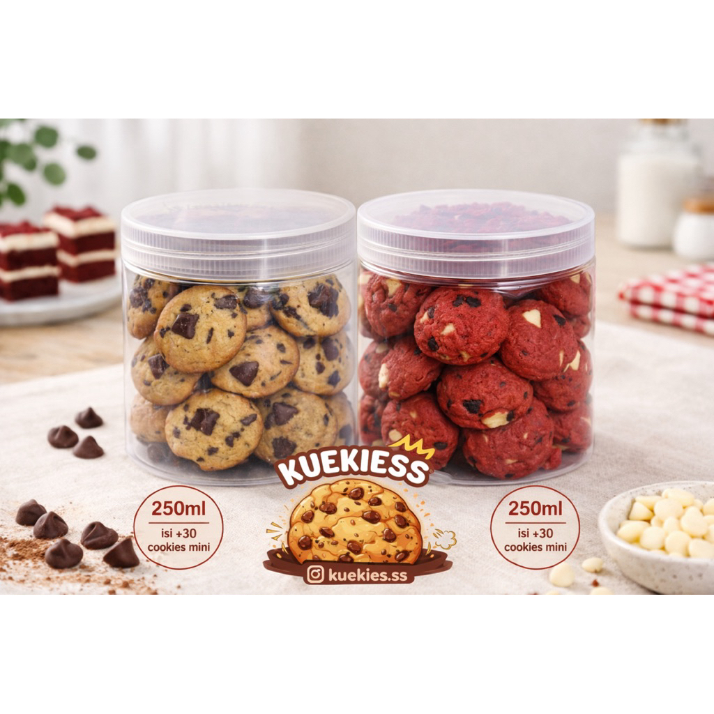 Cookies Crunchy Mini Toples 250ml Chocolate & Red Velvet by kuekie.ss