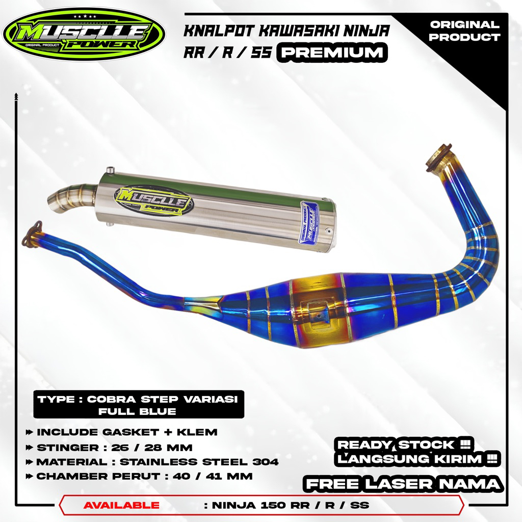 KNALPOT KAWASAKI NINJA RR R SS NINJA 2TAK ORIGINAL MUSCLE POWER EXHAUST BLUEMOON COBRA SERIES