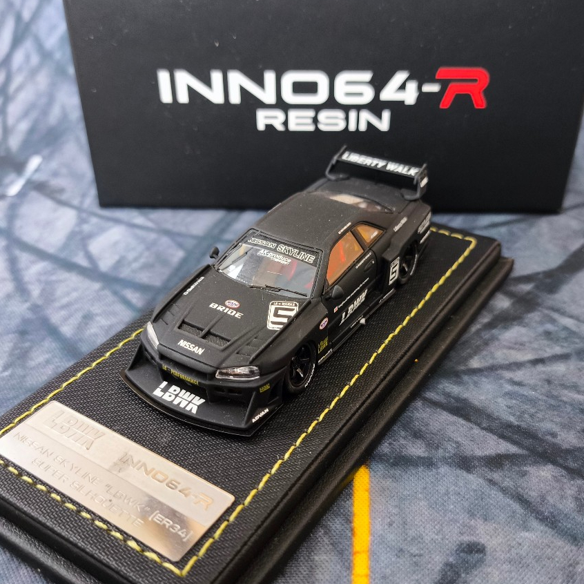 Inno64 Resin 1:64 UNSEALED Nissan Skyline LBWK (ER34) SUPER SILHOUETTE Black Matte IN64R-ER34-BM