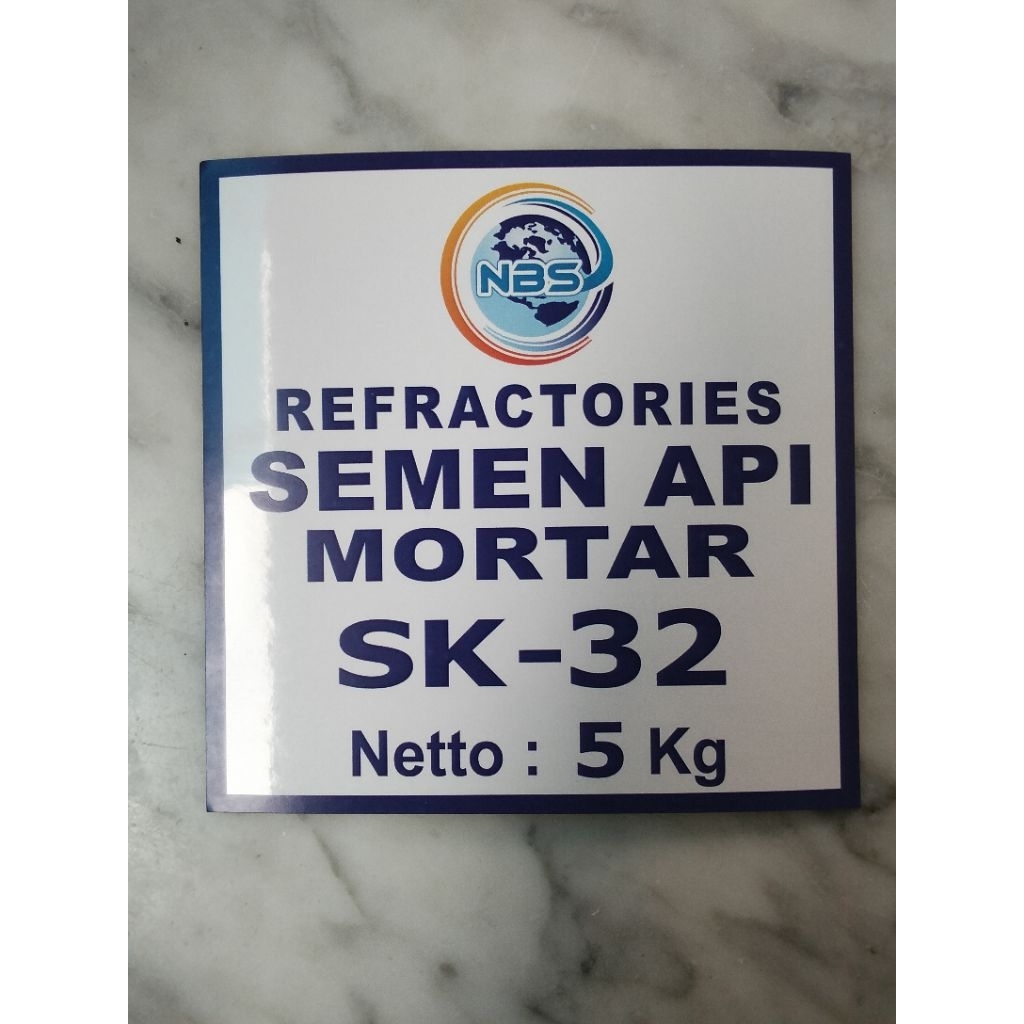Semen Mortar SK32, Eceran per 5 kg, khusus untuk pemasangan bata, bertahan di suhu 1200°c
