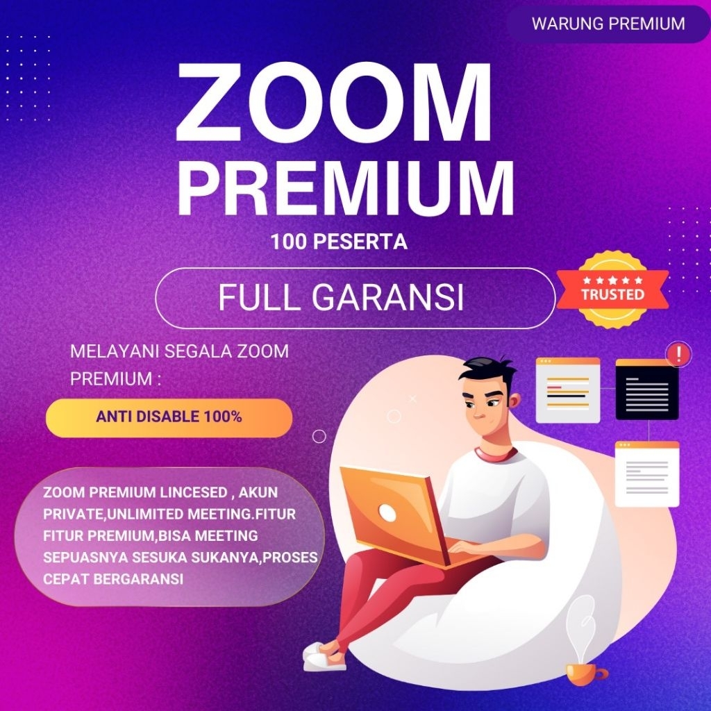 Sewa Zoom 100 Peserta Bulanan Anti Disable Garansi Full