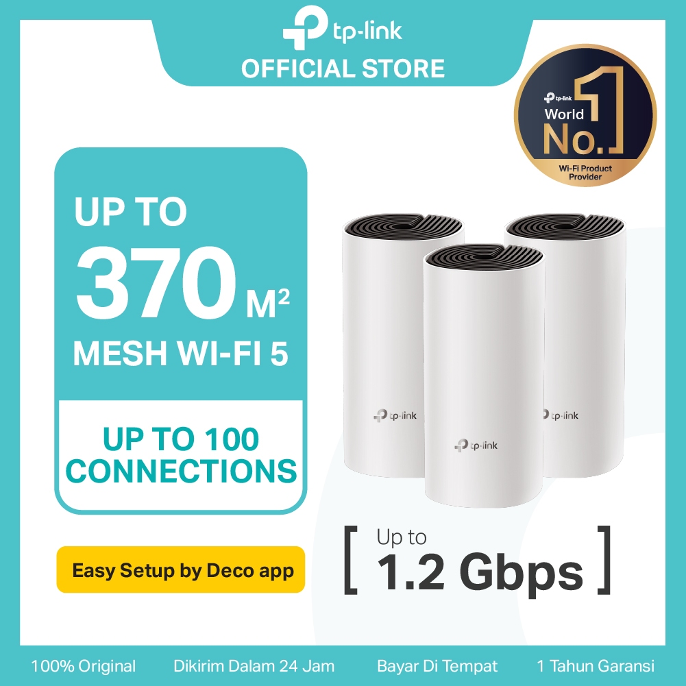 TP-Link Deco M4 | 3 pack | AC1200 Mesh WiFi System | Dual Band | Gigabit | WiFi 5 | 1200 Mbps