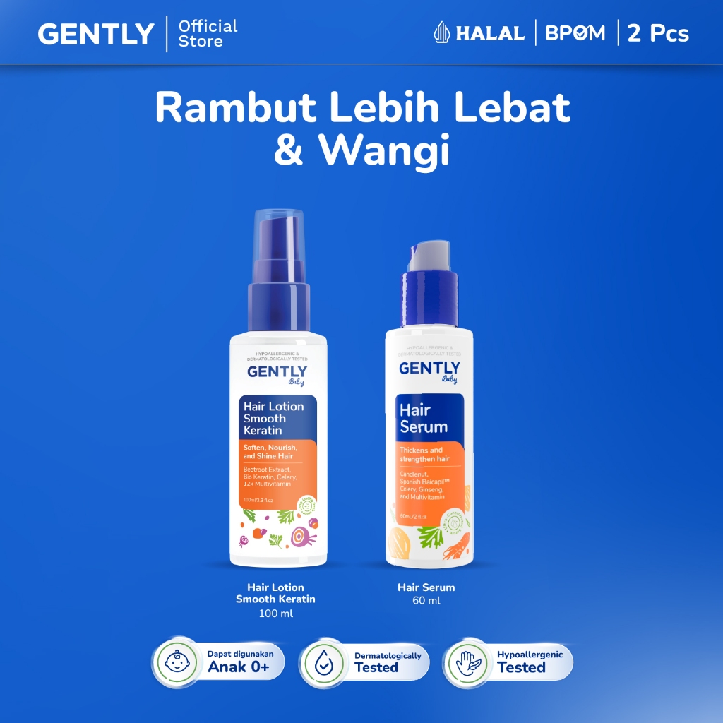 GENTLY Baby Fresh and Thick | Paket Hair Lotion Smooth Keratin 100 ml Lotion Rambut Anak Tebal, Halu