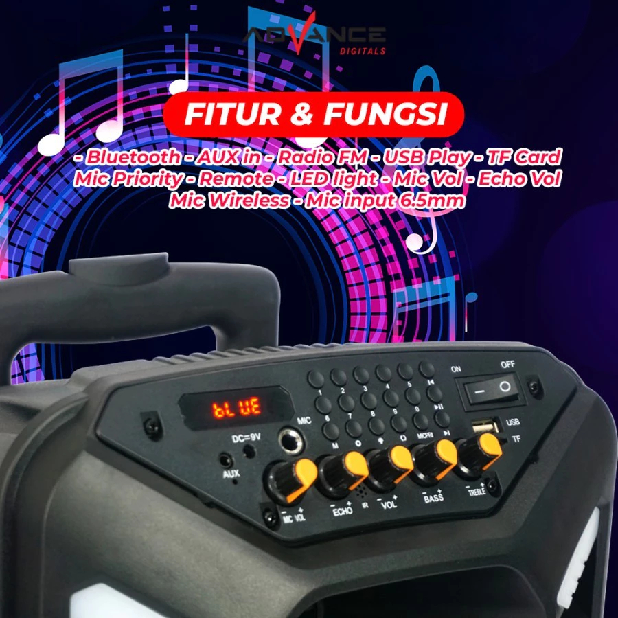 Advance Speaker Portable Meeting 8 Inch K881 / K881N Bluetooth Free Mic Wireless