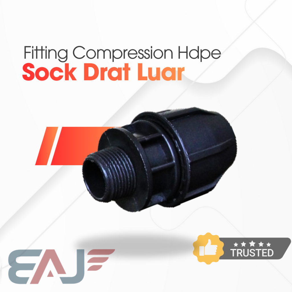 Sok Drat Luar Pipa Hdpe 20 x 3/4" (drat) | Male threaded adaptor 20mm x 25mm (Drat) | sambungan sok 