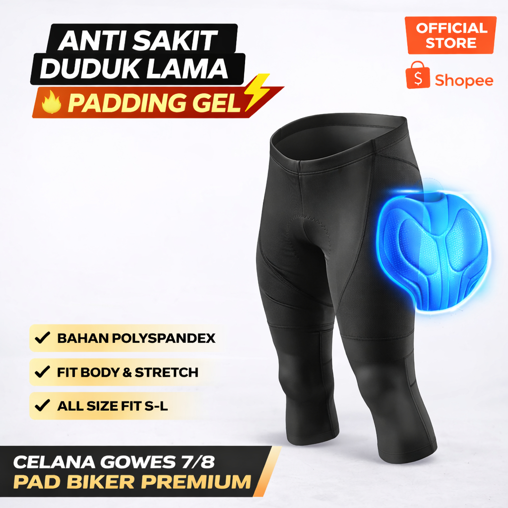 ALLPRO celana sepeda gowes sport gel padding panjang 7/8