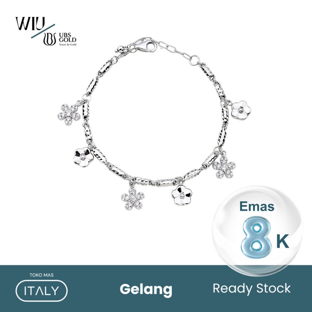 GELANG RANTAI WIU UBS BIJI PADI UKIR BUNGA AD GTG CCT 8K