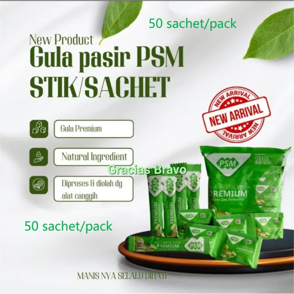 Gula Pasir PSM Stik Saset 50 sachet @ 8gr - White Sugar Stick Sachet 50 sachet @ 8 gr = 400 gr ;  Gu