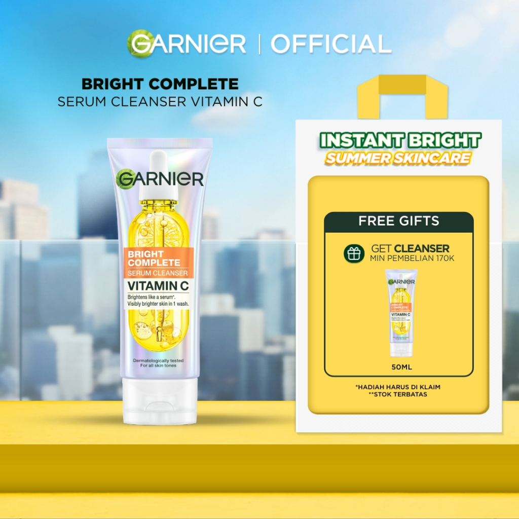 [GAJIAN SALE] GARNIER Facial Wash Bright Complete Vitamin C Serum Cleanser 100ml | Skincare Pembersi