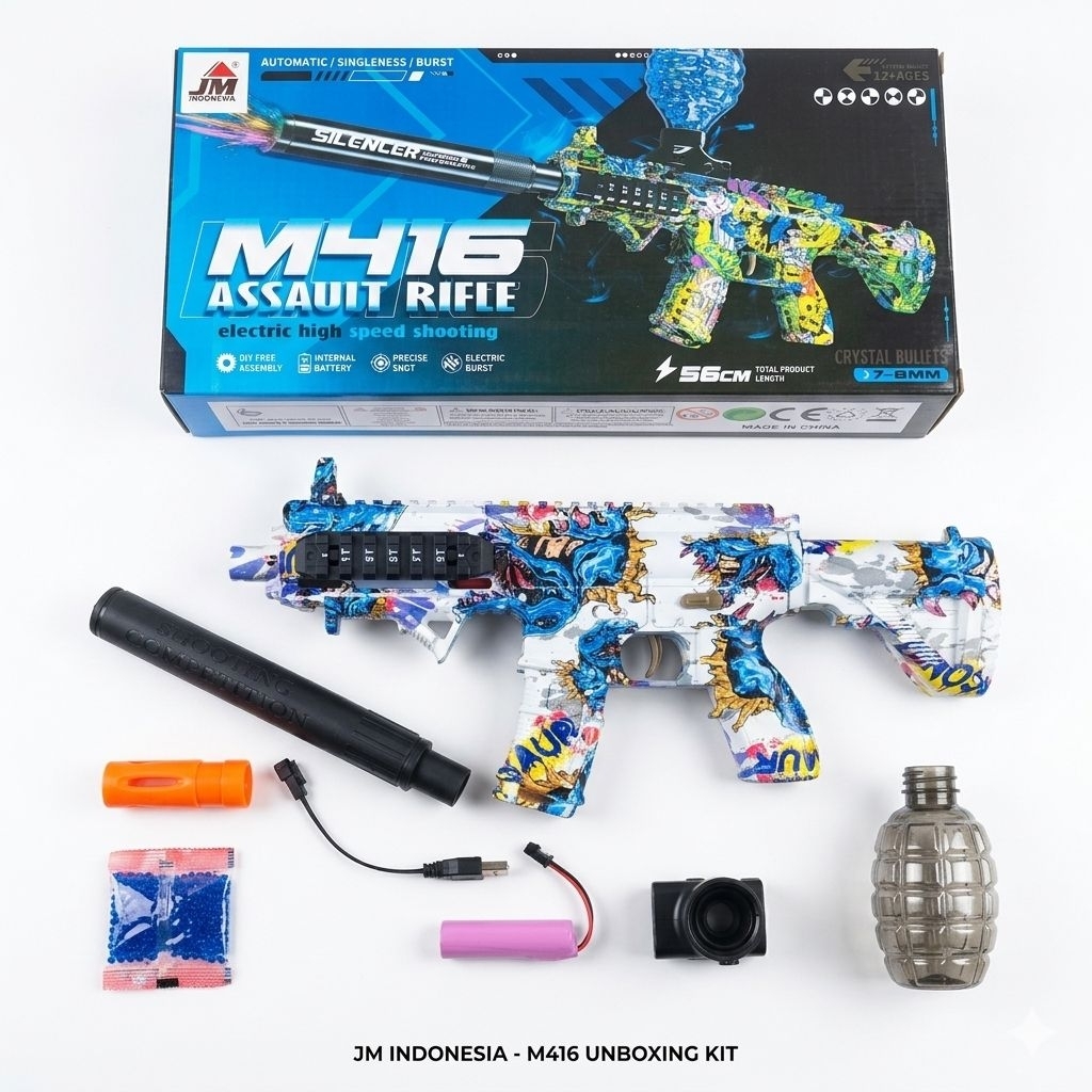 [JM INDONESIA] Mainan Tembakan Anak M416 Assault Rifle Electric Water Gel Blaster