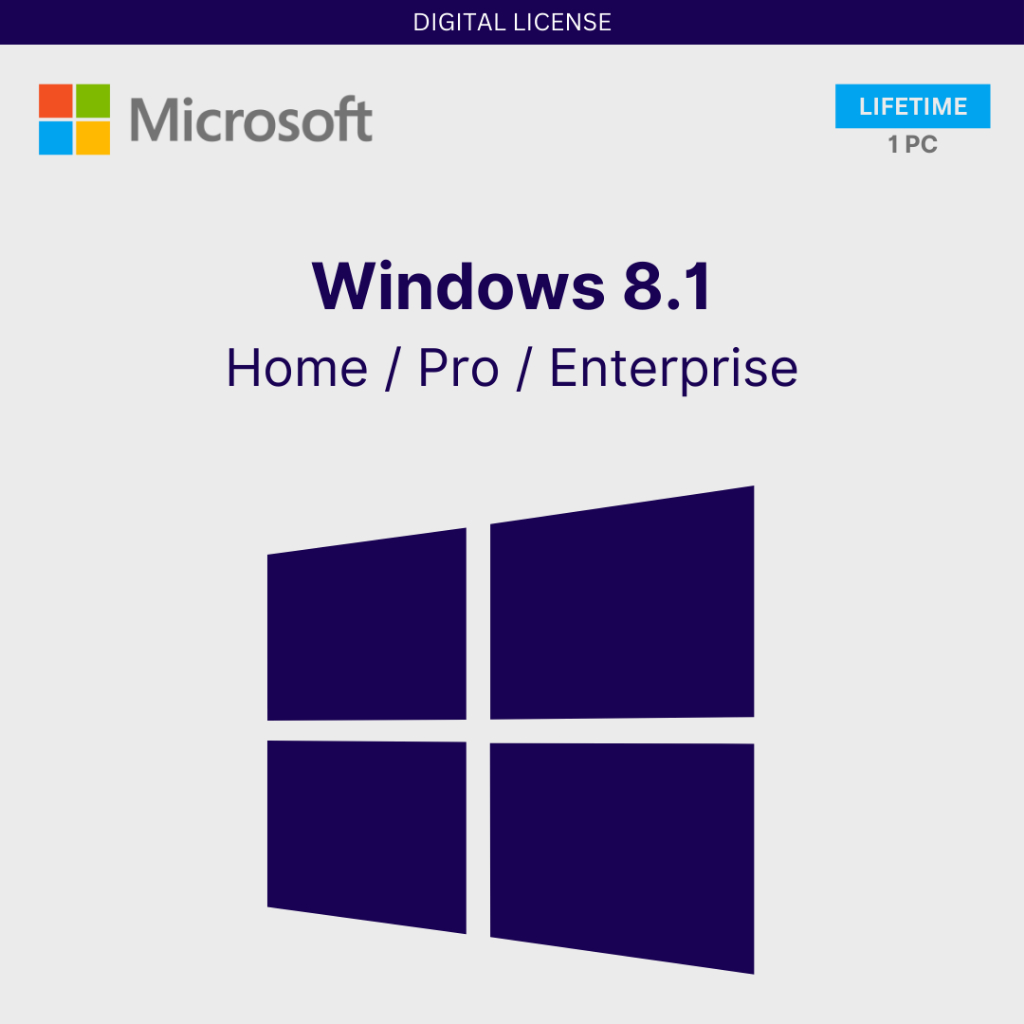 Windows 8.1 Home | Pro | Enterprise - 100% Original Lifetime License Key