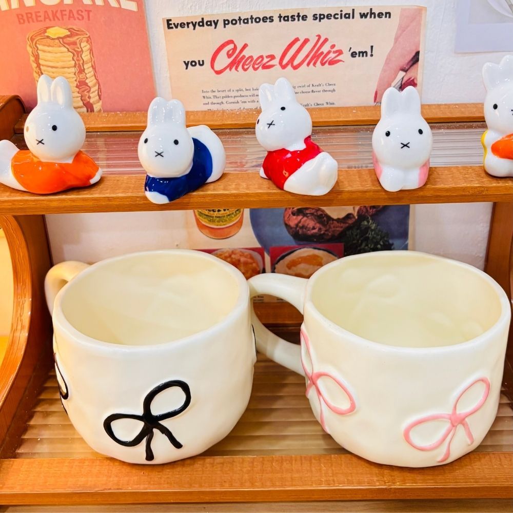 Mug Bentuk Pita Korea Aesthetic | Gelas Lucu Feminine Cute | Korean Style Mug