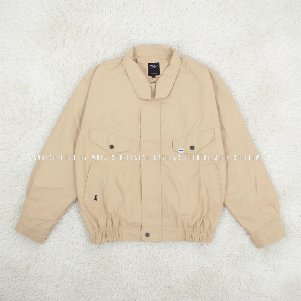 Wolv Jaket Pria Flight Jacket Kanvas Premium Coklat Hijau Army Navy Cream /  casual /kerja