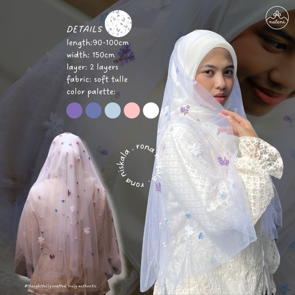 Wedding Veil Pengantin Hijab/ Wedding Veil Pengantin/Embroidery Veil Wedding/ Veil Bunga Sulam Handm