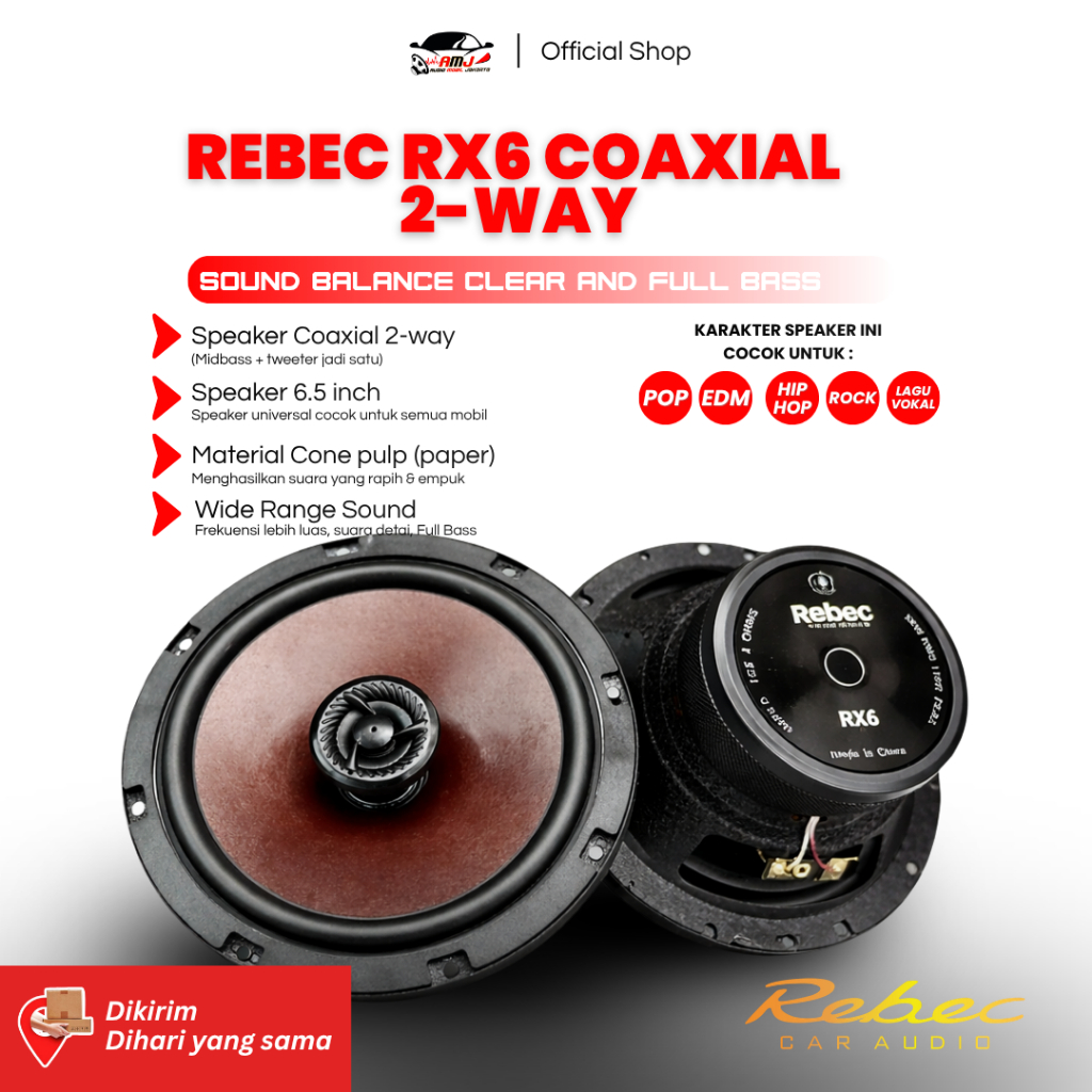 Speaker Mobil 6.5 Inch 2 Way Coaxial  REBEC RX 6 Series – Speaker Pintu Mobil Bass Kencang Vocal Jer