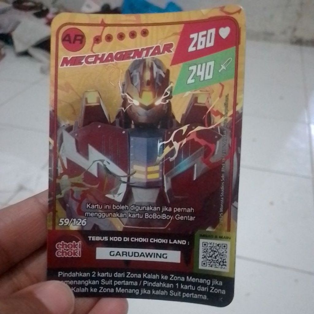 kartu choki Choki AR mechagentar kartu Boboiboy gentar