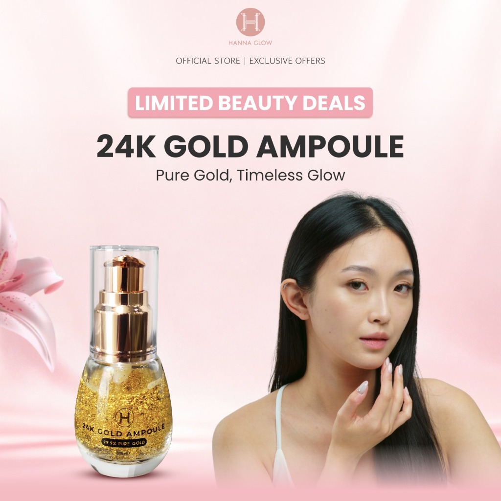 PREMIUM 24K GOLD AMPOULE 25ml -  Serum Wajah Hanna Glow 24K Gold Ampoule - Melembabkan, Mencerahkan,