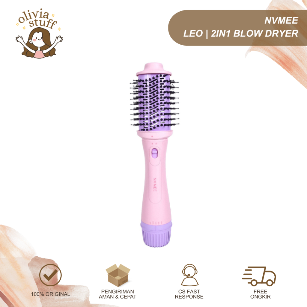 NVMEE LEO BLOW DRYER - Sisir Pengering Hot Air 2in1 Low Watt Natural Blow With Volume