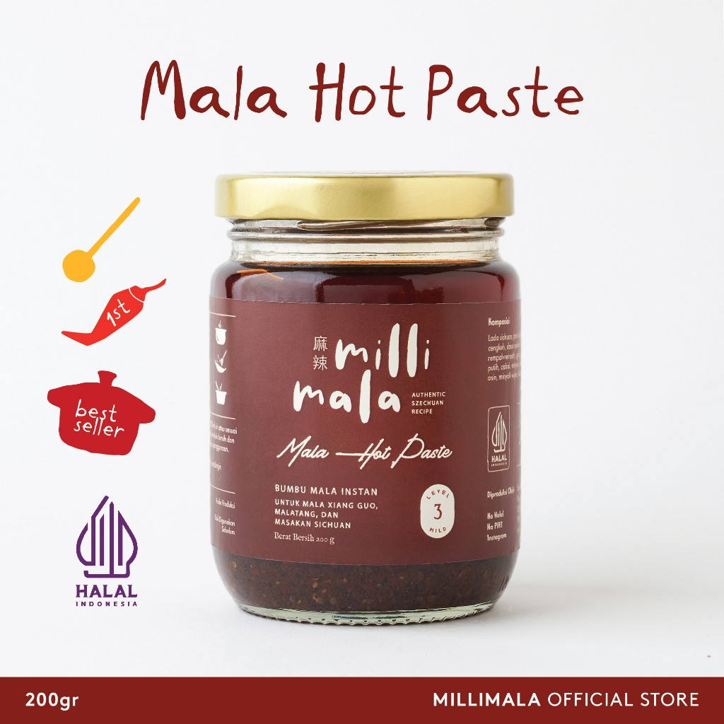 Millimala - Mala Hot Paste Halal 200 Gram - Bumbu Szechuan Mala Xiang Guo, Malatang, Hotpot,