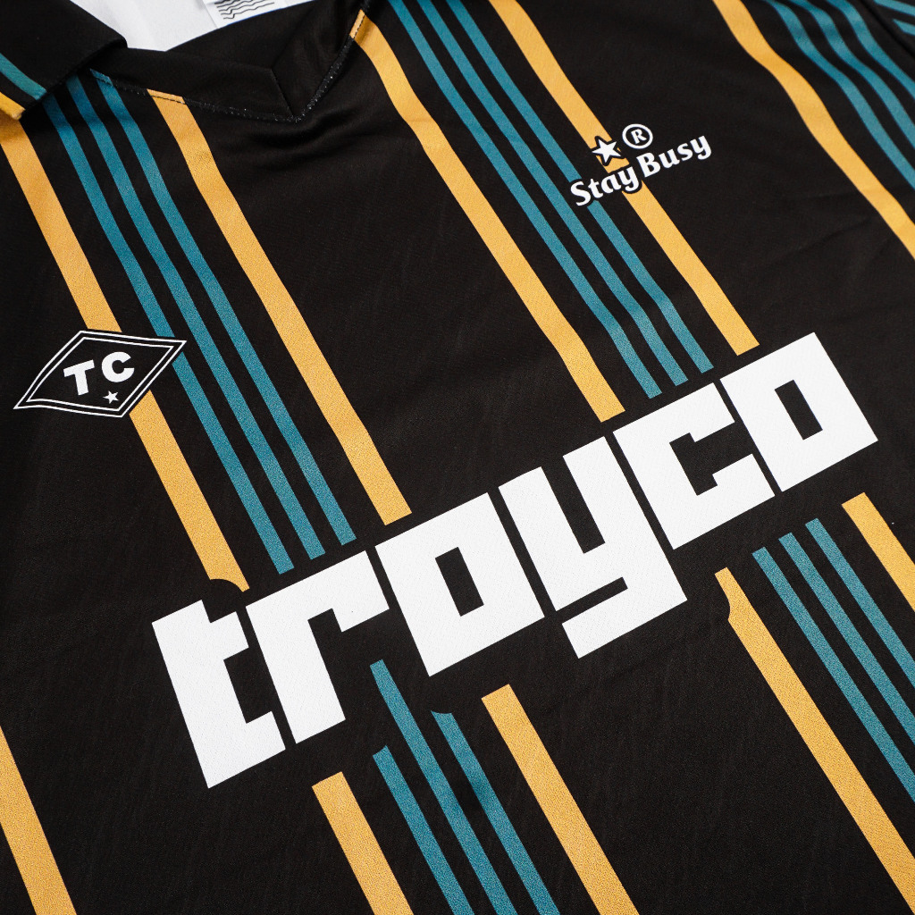 Troy Company Jersey Black Gold Blue Troyco - Jersey Klasik Garis Hitam Emas Biru JSM 3580