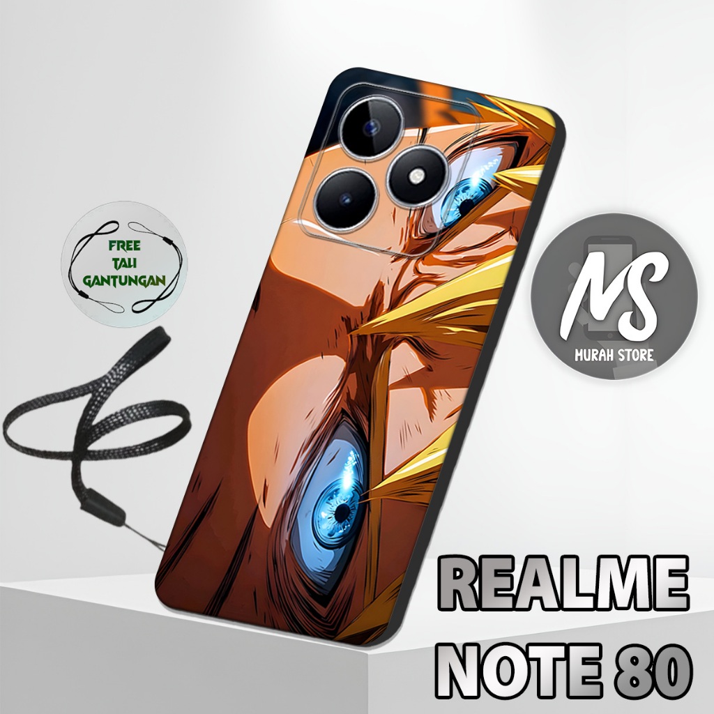 MS7 / Softcase Karet  REALME NOTE 80 + TALI GANTUNGAN HP / Motif Anime / Case Hp REALME NOTE 80 / Si