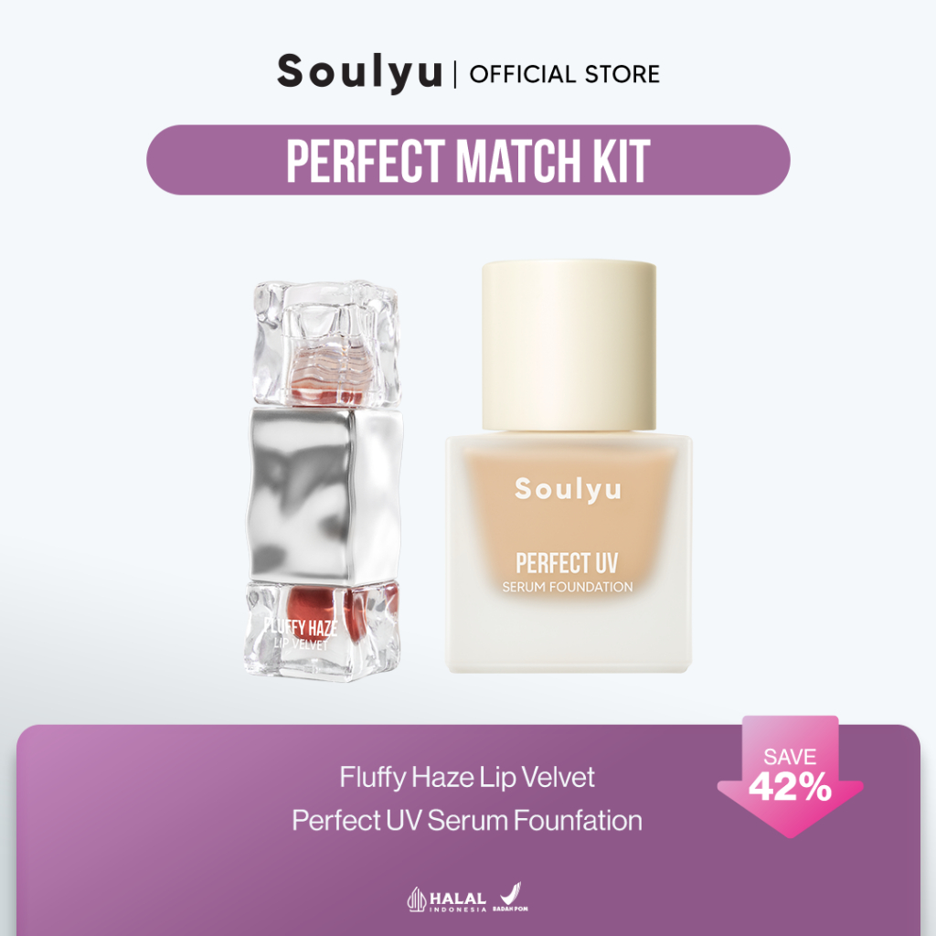 SOULYU Perfect Match Kit - Perfect UV Serum Foundation & Fluffy Haze Lip Velvet