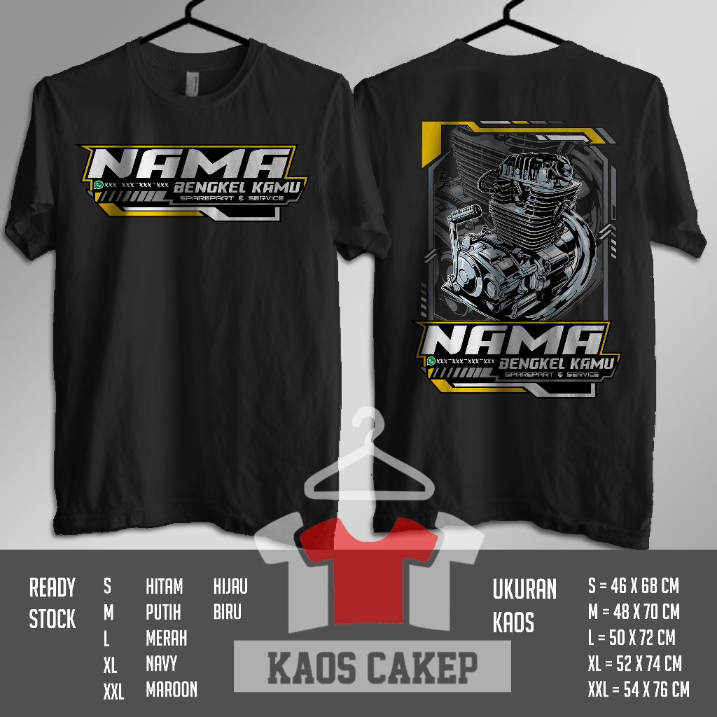 Kaos Mekanik Bengkel Mesin Motor Vektor Desain Terbaru Gratis Nama Bengkel Dan No Tlpn Baju Distro