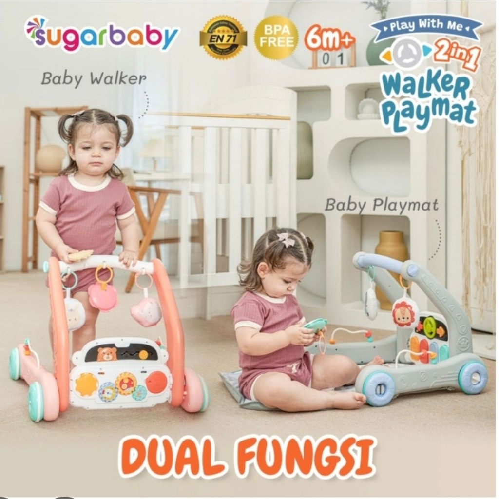 Walker Playmat Sugarbaby 2in1 Walker Playmat Play With Me Playmat Piano Baby Playmat Mainan Bayi Bab