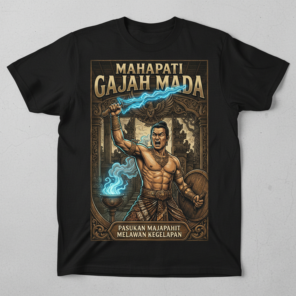 JAWA DISTRO/T-Shirt Gajah Mada/Kaos Gajah Mada Majapahit/Kaos Patih Gajah Mada/T-Shirt Cultur Jawa