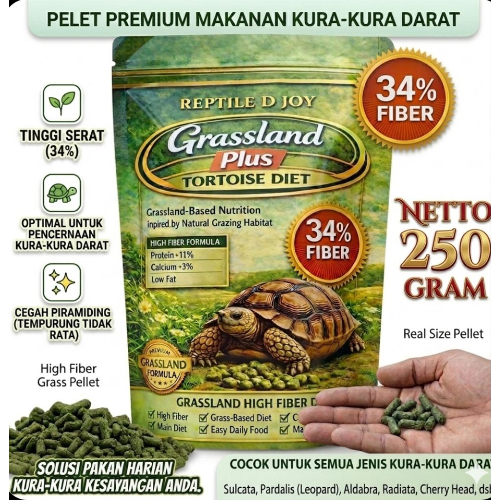 Pelet sulcata kura darat Pakan Kura Darat Grassland High Fiber Pellet  – Sulcata Leopard Aldabra mak