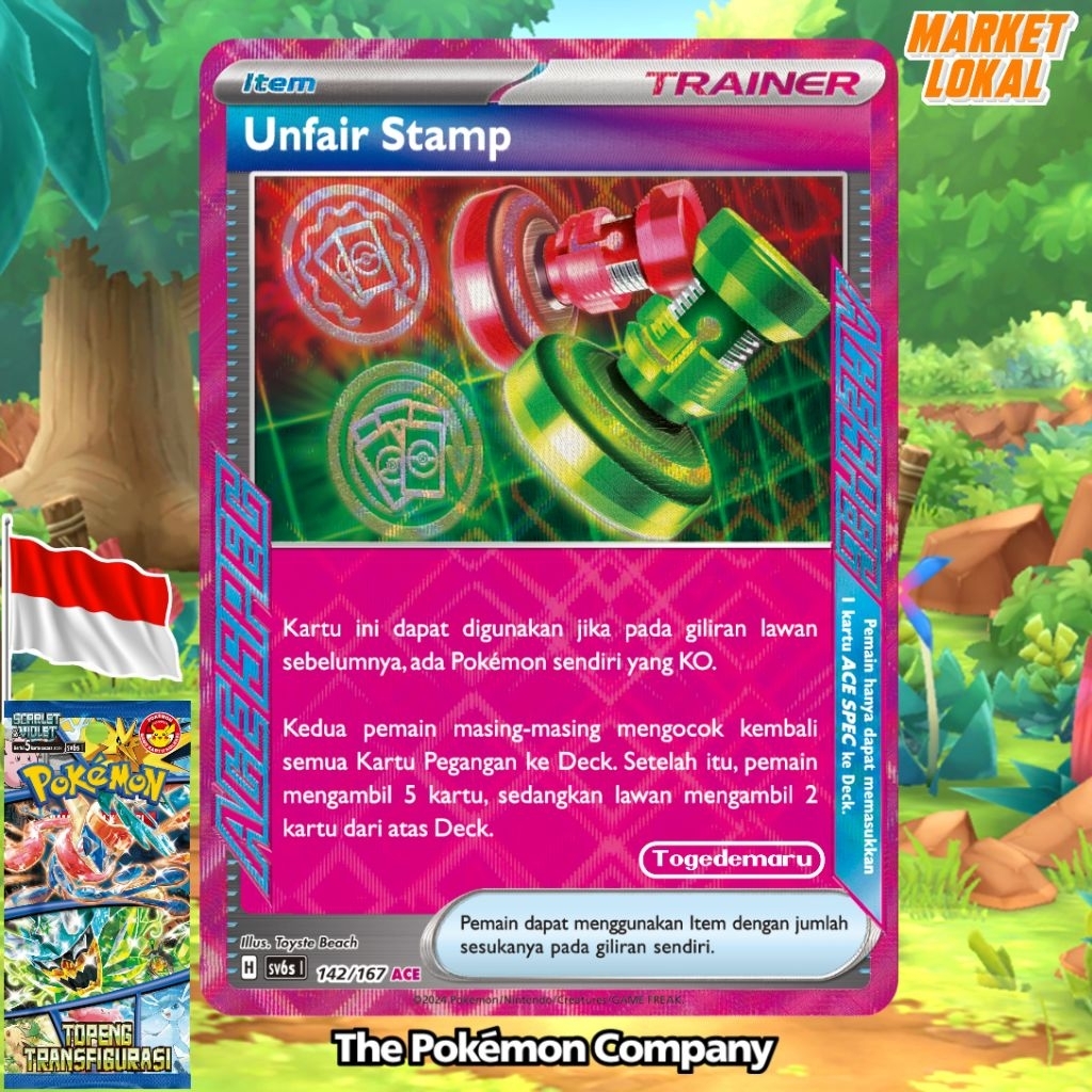 Kartu Pokemon TCG Indonesia Unfair Stamp Sv6s 142/167 ACE