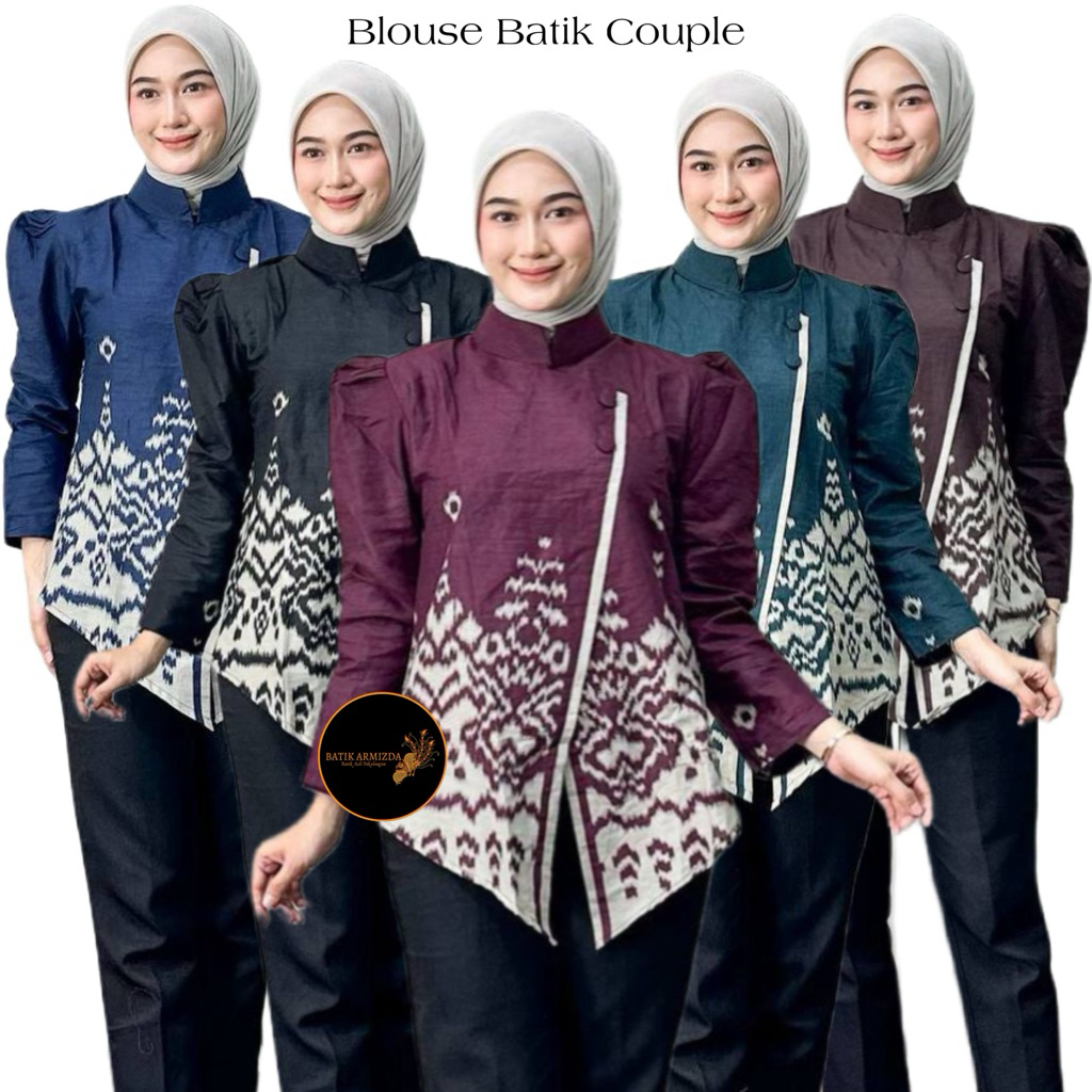 Atasan Batik Couple Tunik Seragam Batik Blus Wanita Blouse Batik Terbaru Motif Aena