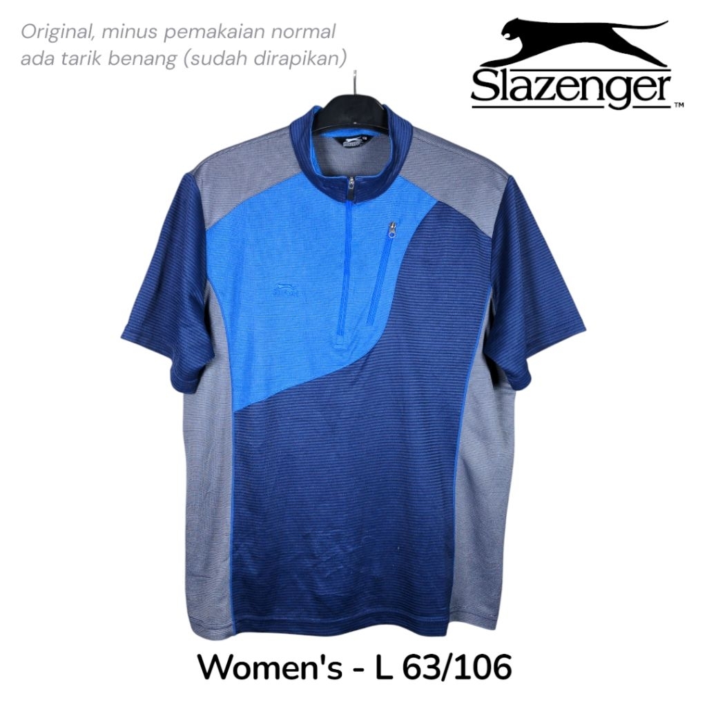 Slazenger Womens outdoor Shirt Kaos Half Zipper Cewek Untuk Olahraga Hiking Trekking Dll Size L