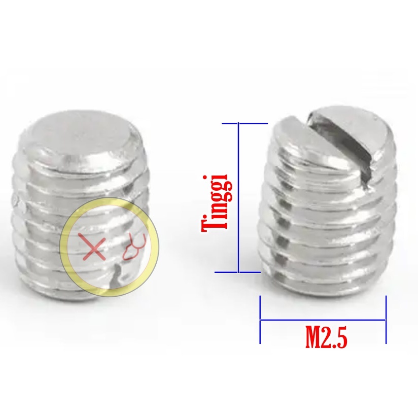 Baut Tanam M2.5 x 3 4 min minus SuS304 Stenlis stainless