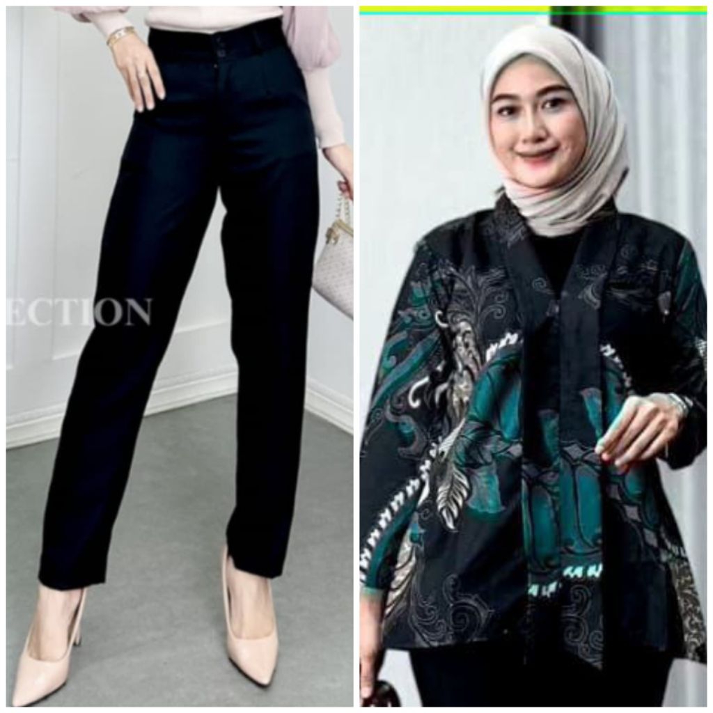 batik asmorokondi03 set busana wanita set blouse celana panjang hitam slimfit outfit wanita kekinian