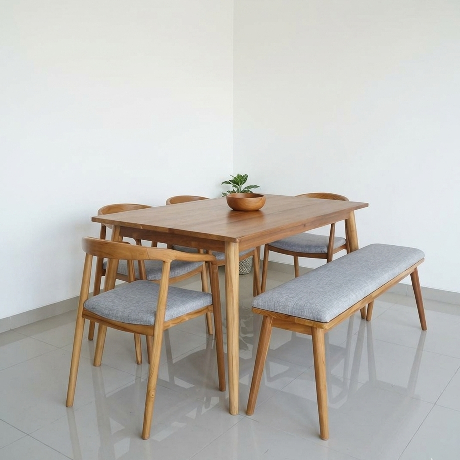 Set Kursi Makan Meja dan Bangku Panjang