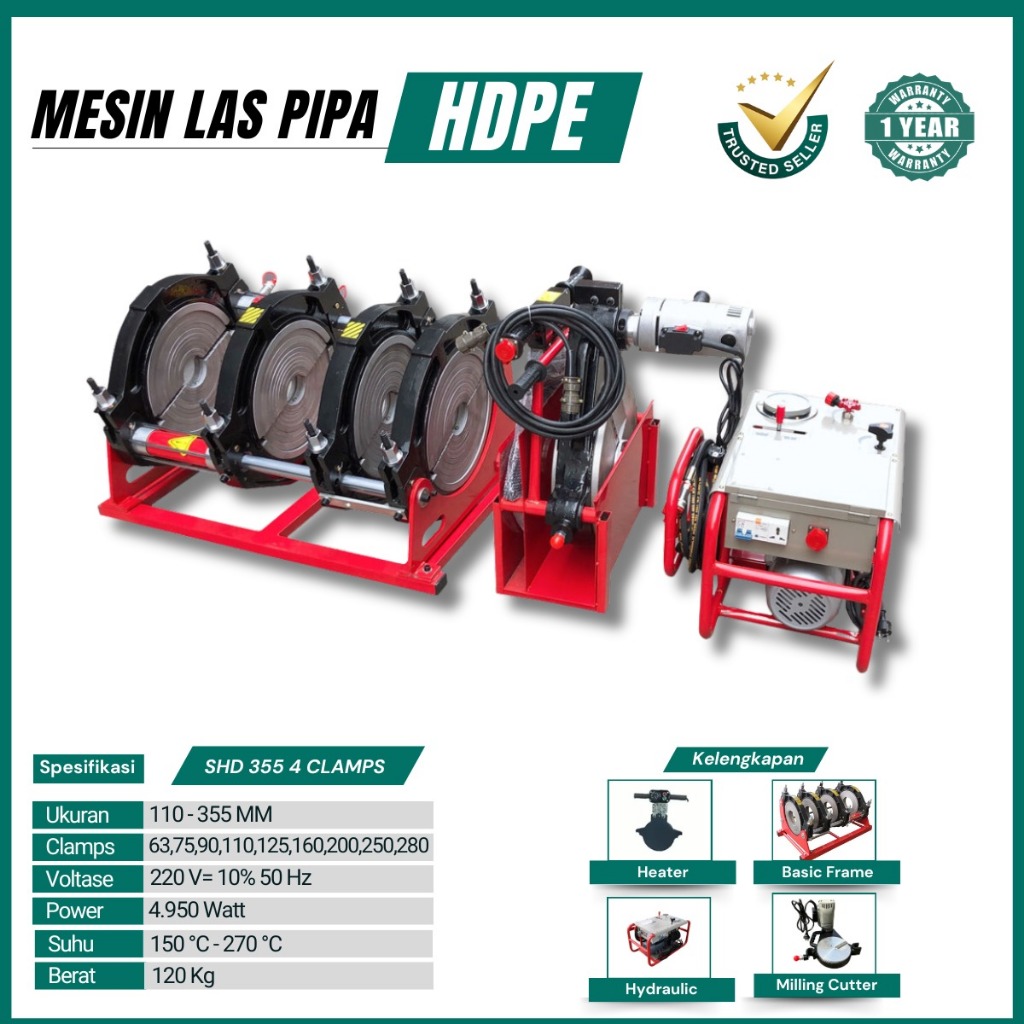 Mesin Las Pipa Hdpe Hydraulic SHD 355mm I Mesin Penyambung Pipa Hdpe Ukuran 14 Inch